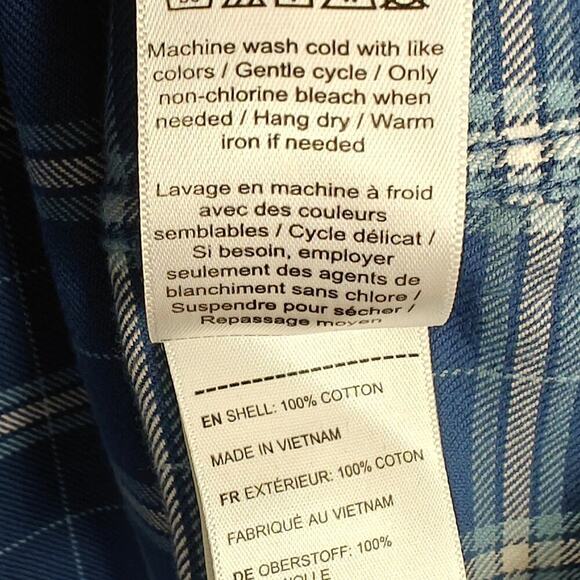 UNTUCKIT Plaid Flannel Button Up Shirt Men's Size XXL Blue Cotton Long Sleeves - Picture 9 of 10